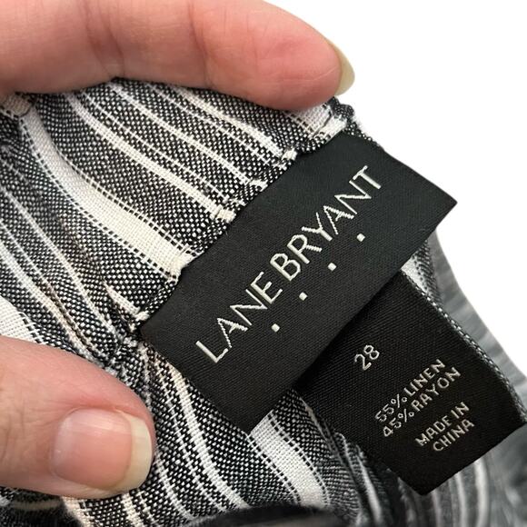 Lane Bryant Linen Blend Striped Shorts Sz 28 Boho Vacation Beach Utility Pocket - Picture 5 of 6